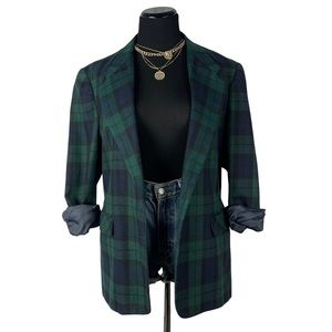 Sold🥀 Vintage Dark Academia Tartan Plaid Blazer Womens Oversized Jacket Medium